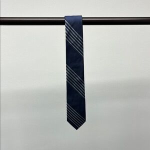 Calvin Klein Navy Tie with Silver Diagonal Stripes